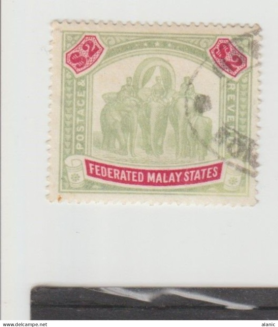 GRANDE BRETAGNE (Ex-cololies) - 1901 MALAISIE  - N° 24 - 2 D. Vert Et  Rouge -OBLITERE  (Eléphants) FIL :CC - Federated Malay States