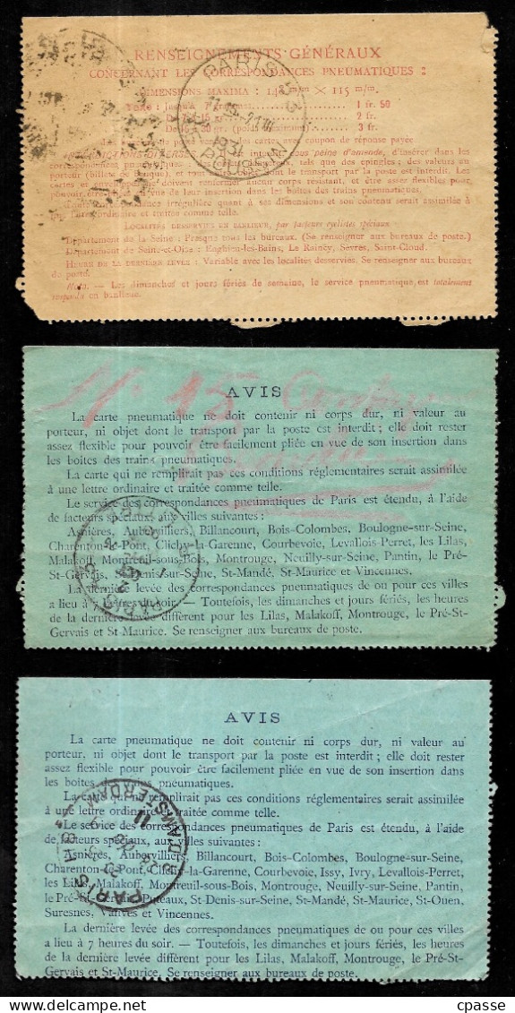 (Lot De 3) Carte Pneumatique - Entier Postal - Pneumatiques