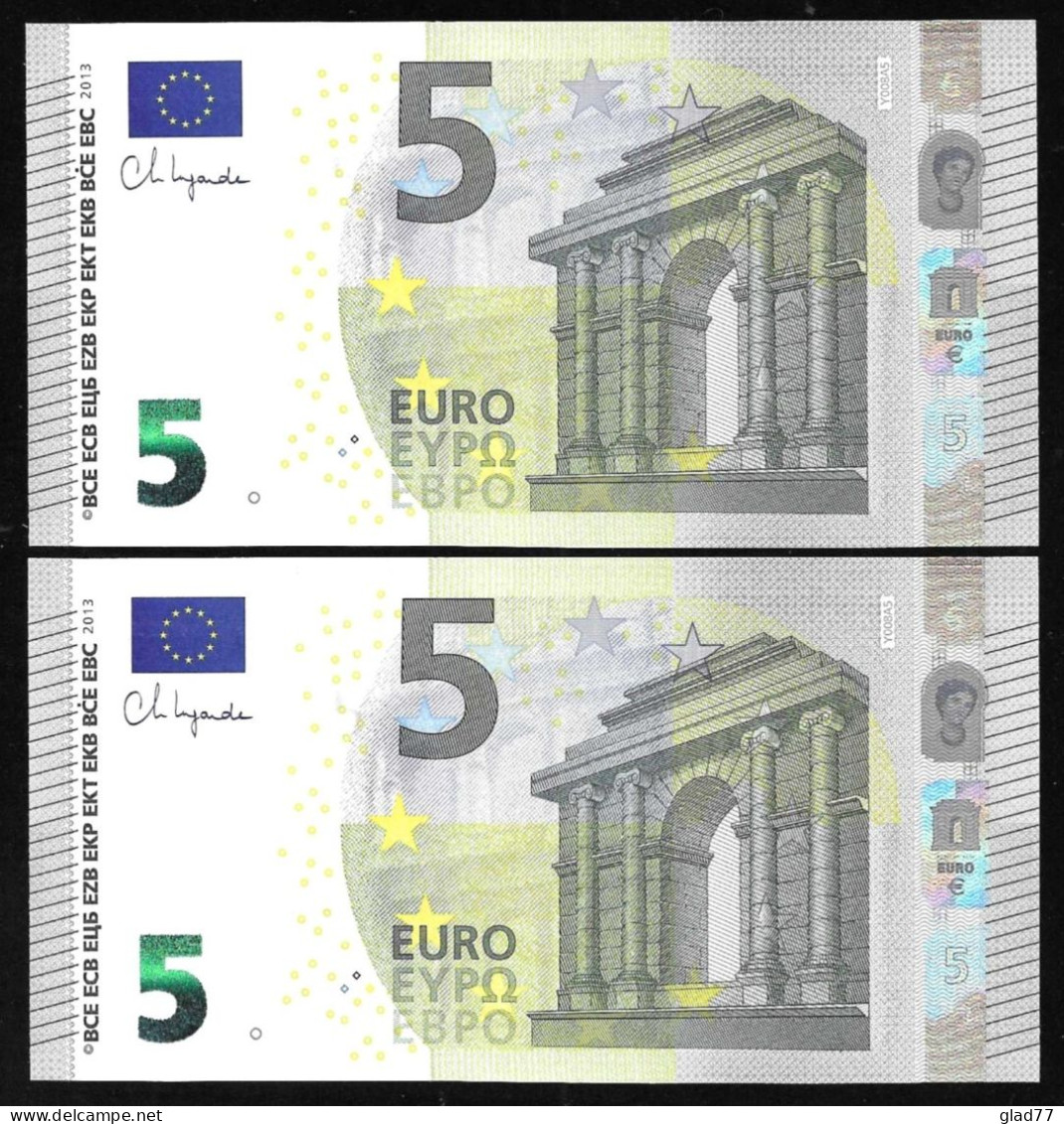 New Issue 2023 Two Pieces Consecutive Numbers Greece  Printer Y008A5 ! "Y" 5 EURO GEM UNC! Lagarde Signature! New Issue! - 5 Euro