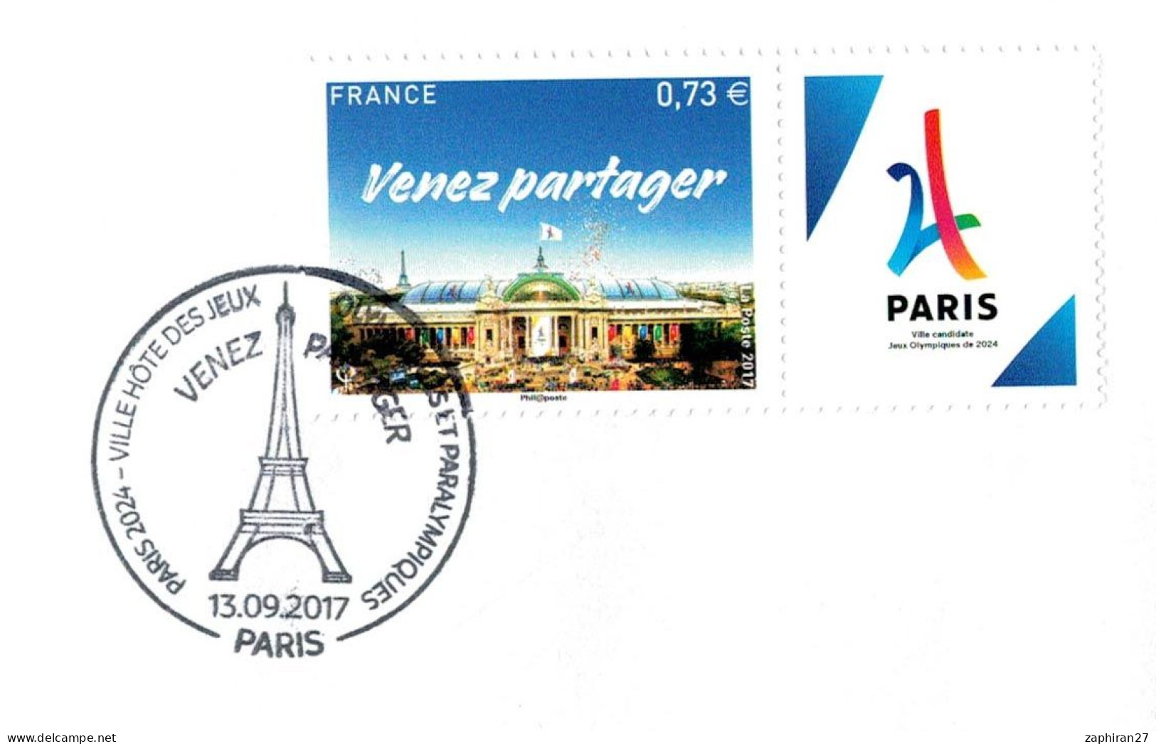 JEUX OLYMPIQUES PARIS 2024 VENEZ PARTAGER  (13-9-2017) #448# - Verano 2024 : París