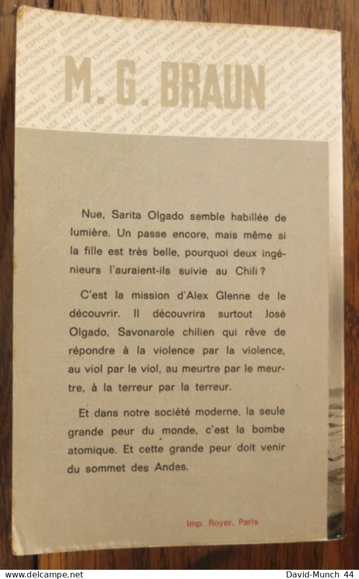 La Fille Des Andes De M. G. Braun. Fleuve Noir, Espionnage. 1974 - Fleuve Noir