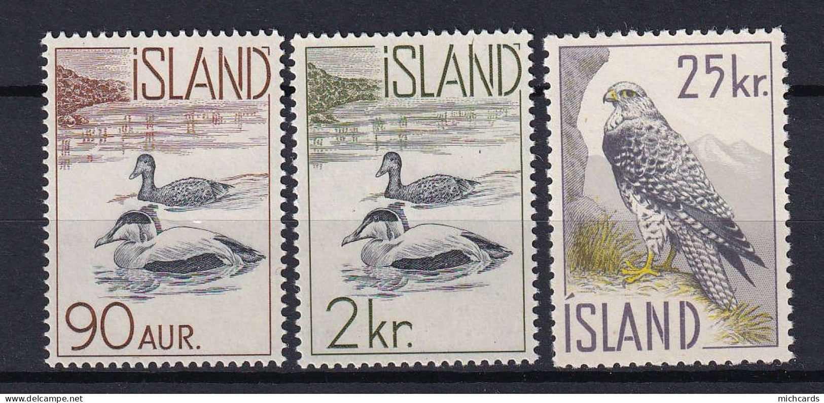 172 ISLANDE 1959 - Y&T 295 + 296 + 298 - Complet Oiseau Rapace Canard - Neuf ** (MNH) Sans Charniere - Unused Stamps