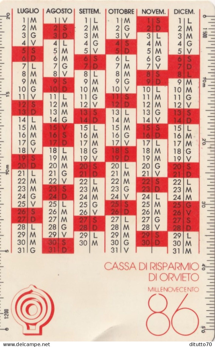 Calendarietto - Cassa Di Risparmio Di Orvieto - Anno  1986 - Petit Format : 1981-90