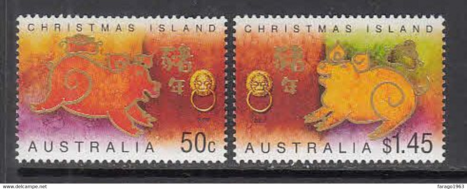 2007 Christmas Island Year Of The Pig  Complete Set Of 2 MNH - Christmas Island