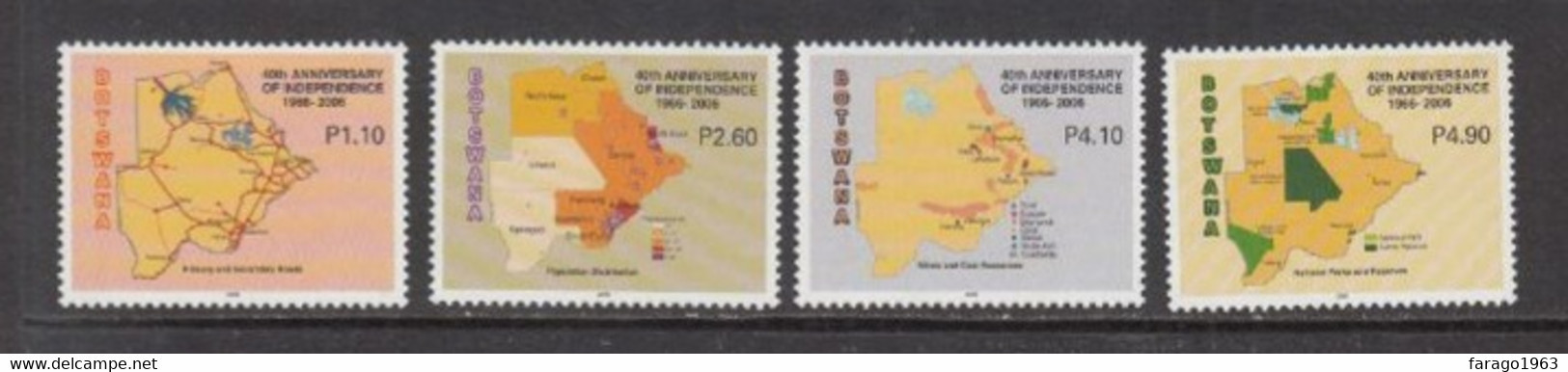 2006 Botswana Independence Maps Complete Set Of 4 MNH - Botswana (1966-...)