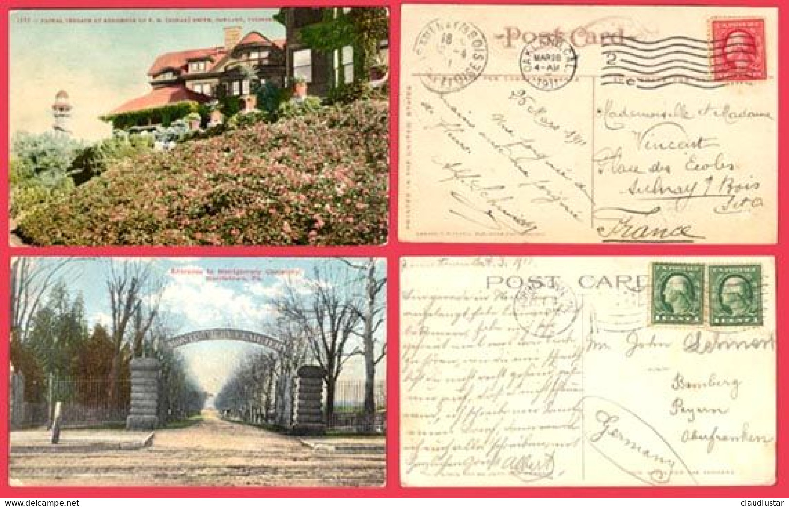 ** FLORAL  TERRACE  AT  RESIDENCE  OF  ( BORAX )  SMITH  1911  +  MONTGOMERY  CEMETERY  NORRISTOWN  1912 ** - Oakland