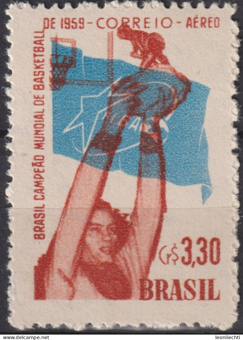 1959 Brasilien AEREO ** Mi:BR 955, Sn:BR C89, Yt:BR PA77, Brazil, World Champion Basketball - Unused Stamps