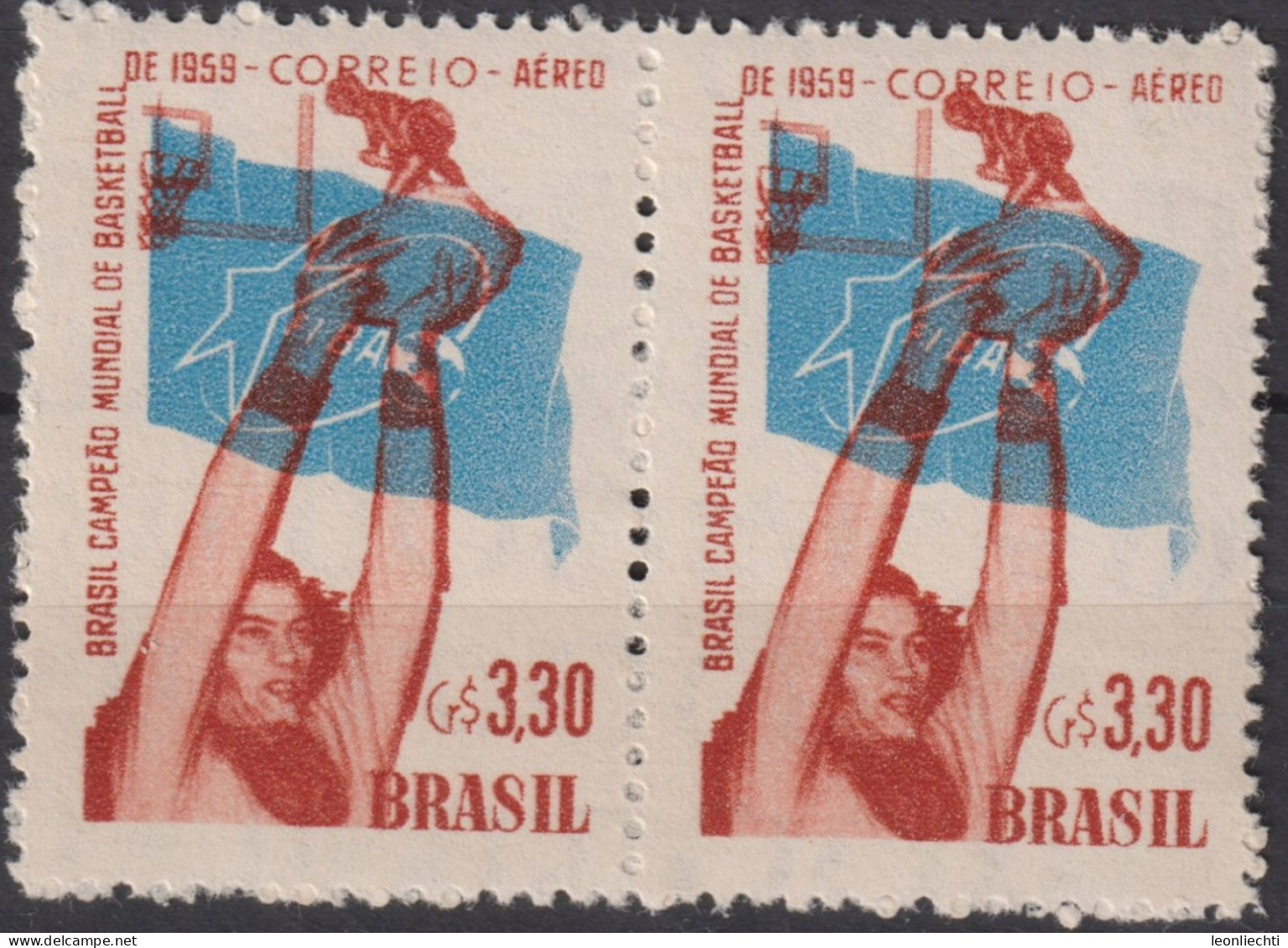 1959 Brasilien AEREO ** Mi:BR 955, Sn:BR C89, Yt:BR PA77, Brazil, World Champion Basketball - Nuevos