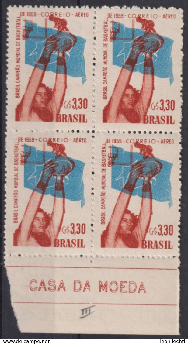 1959 Brasilien AEREO ** Mi:BR 955, Sn:BR C89, Yt:BR PA77, Brazil, World Champion Basketball - Nuovi