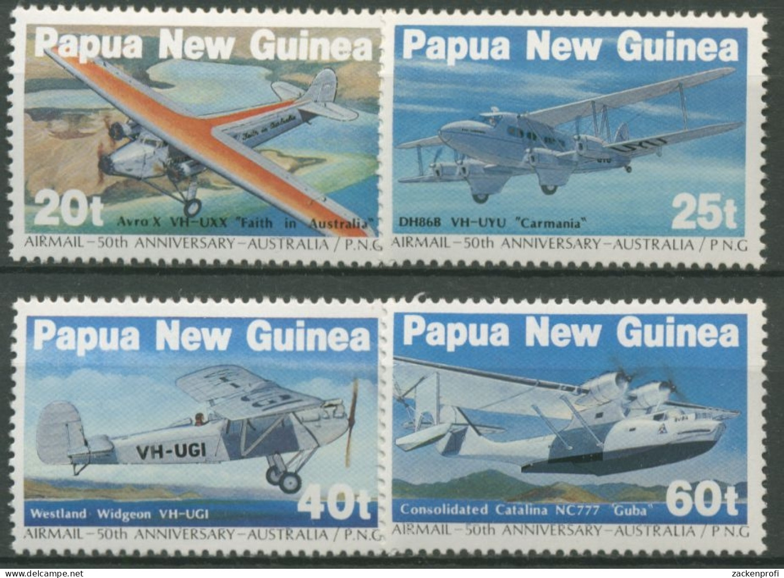 Papua Neuguinea 1984 50 Jahre Flupostverbindung 473/76 Postfrisch - Papua New Guinea