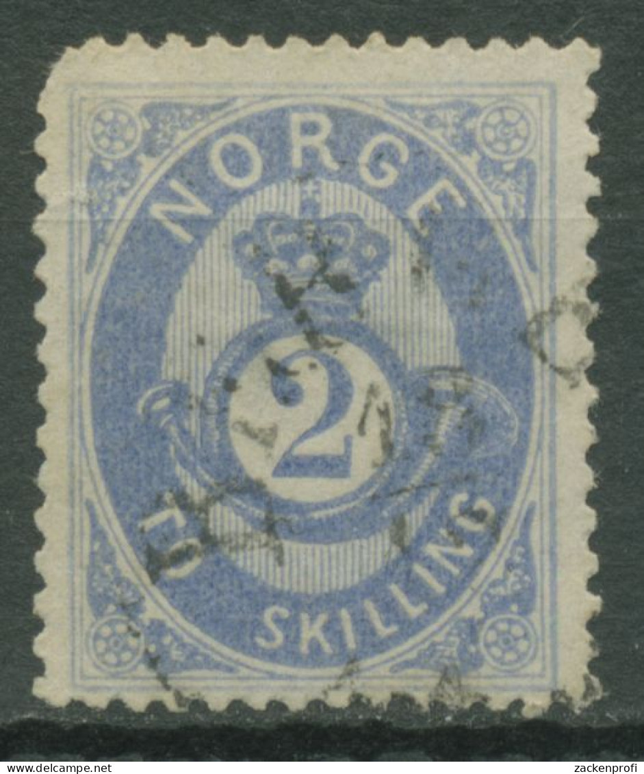 Norwegen 1872/75 Posthorn A. Schraffiertem Grund 2 Sk., 17 A Gestempelt, Fehler - Gebruikt