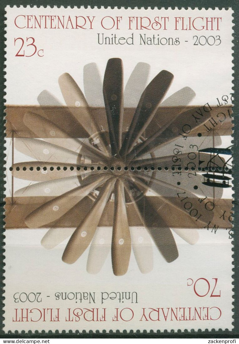 UNO New York 2003 Brüder Wright Motorflug Propeller 923/24 Kehrdruck Gestempelt - Used Stamps