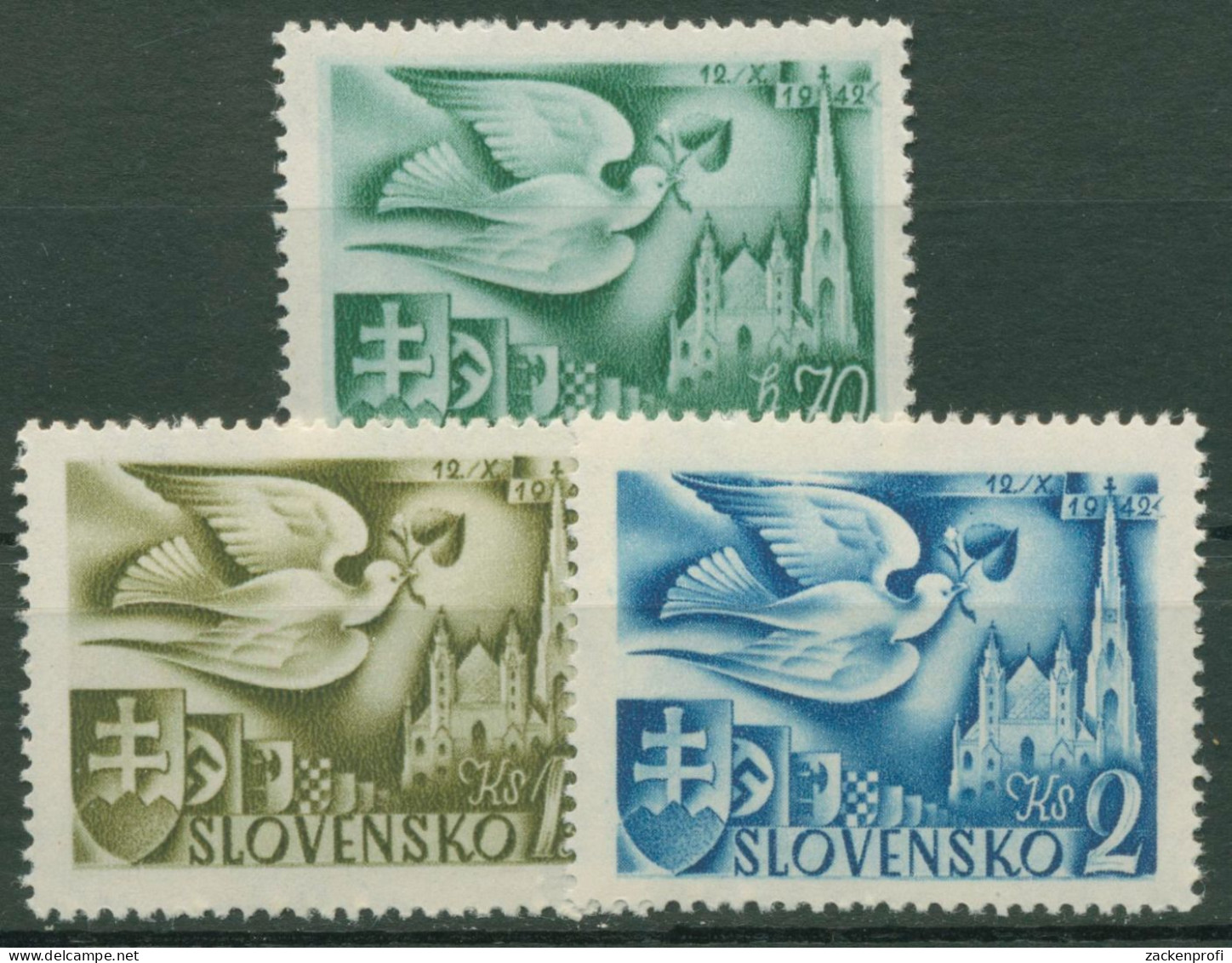 Slowakei 1942 Postkongress Wien Stephansdom Brieftaube 102/04 Postfrisch - Ongebruikt
