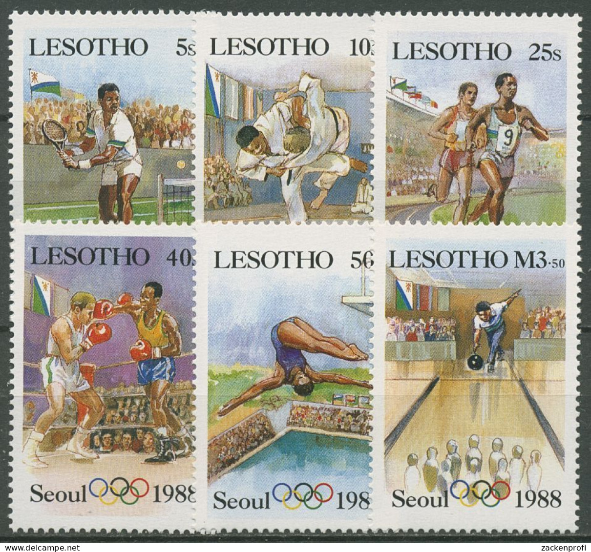 Lesotho 1987 Olympische Spiele Seoul Judo Bowling 659/64 Postfrisch - Lesotho (1966-...)