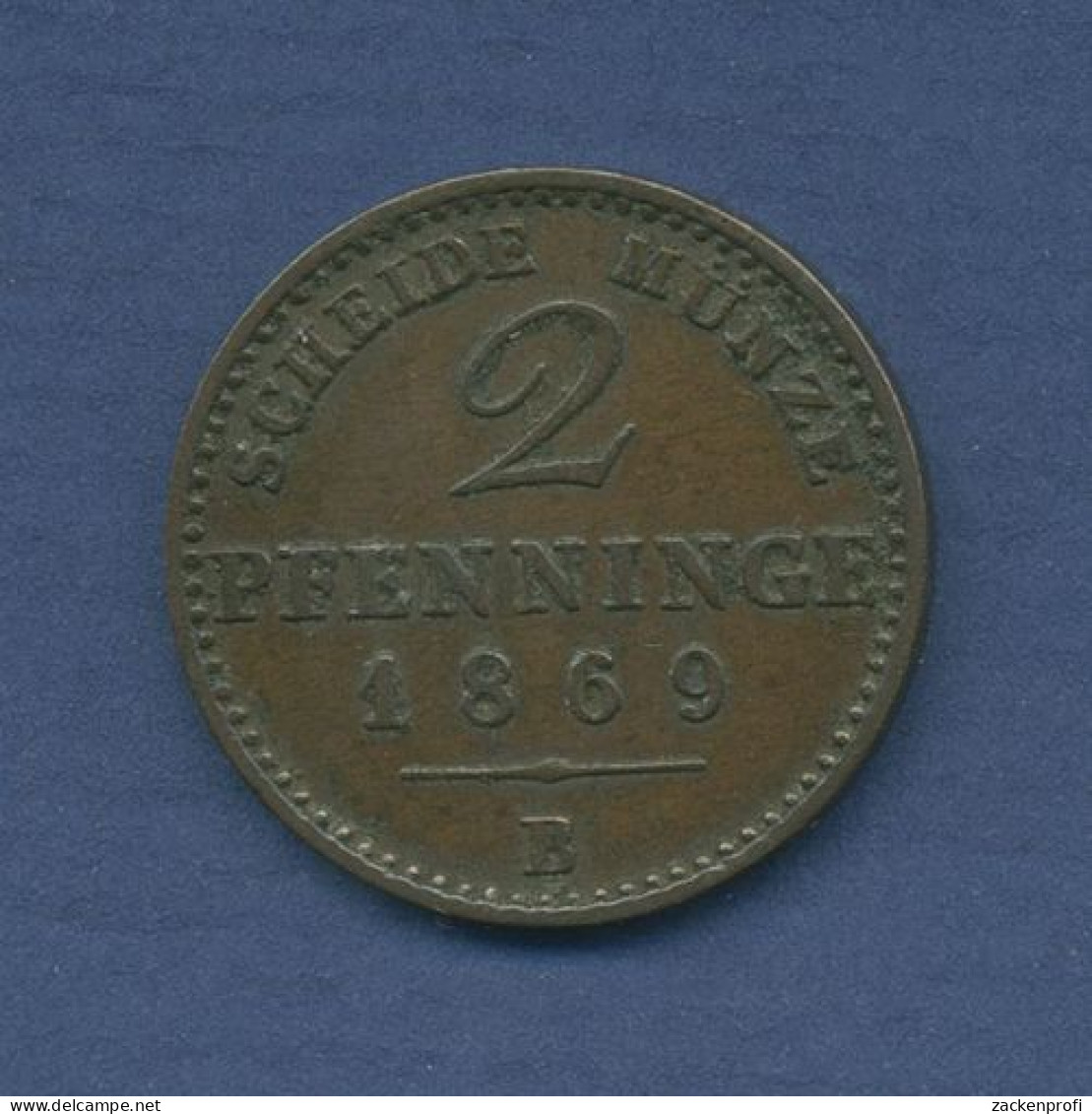 Preußen 2 Pfennige 1869 B, König Wilhelm I., J 51 Ss (m6493) - Groschen & Andere Kleinmünzen