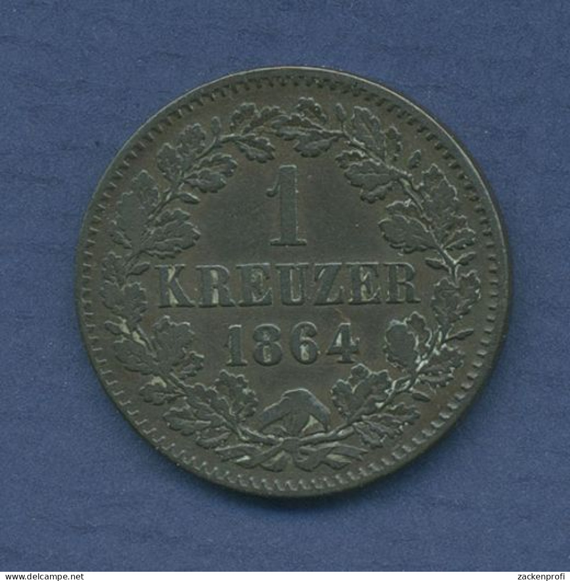 Baden Großherzogtum Friedrich I., Kreuzer 1864, J. 81 Ss (m6496) - Groschen & Andere Kleinmünzen