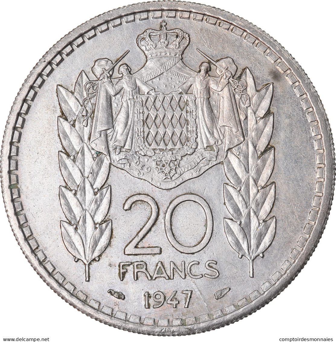 Monnaie, Monaco, Louis II, 20 Francs, Vingt, 1947, TTB, Copper-nickel - 1922-1949 Luigi II