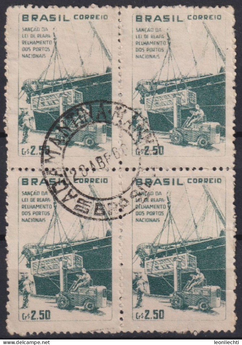 1959 Brasilien ° Mi:BR 958, Sn:BR 892, Yt:BR 674, Dockside Scene, Rehabilitation Of National Ports Law - Gebruikt