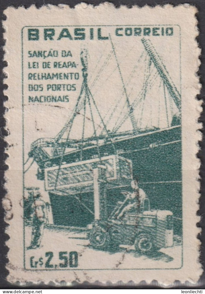 1959 Brasilien ° Mi:BR 958, Sn:BR 892, Yt:BR 674, Dockside Scene, Rehabilitation Of National Ports Law - Oblitérés