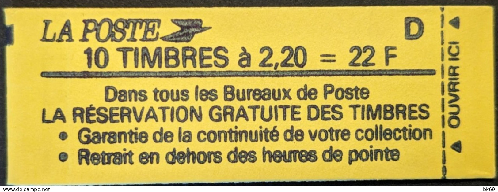 2376-C10 Lettre D Conf.8 Liberté 2.20 Rouge Carnet Fermé - Modernes : 1959-...