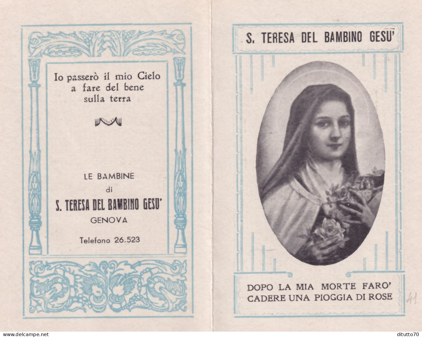 Calendarietto - Le Bambine Di S.teresa Del Bambino Gesù - Genova - Anno 1941 - Petit Format : 1941-60
