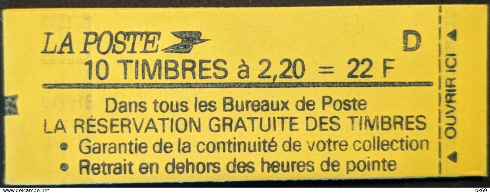 2376-C10 Daté 5/29-9-87 Lettre D Conf.8 Liberté 2.20 Rouge Carnet Fermé - Modernes : 1959-...