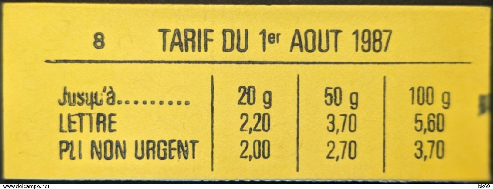 2376-C10 Daté 5/29-9-87 Lettre D Conf.8 Liberté 2.20 Rouge Carnet Fermé - Moderne : 1959-...