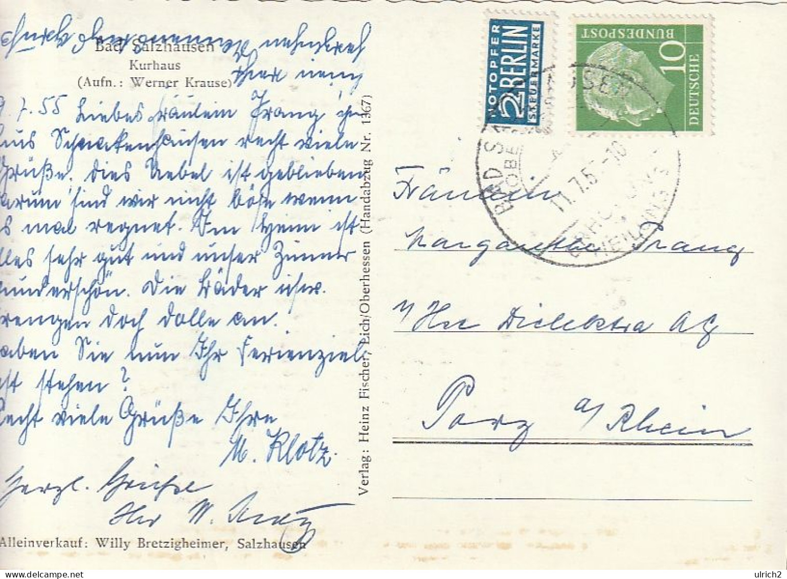 AK Bad Salzhausen - Kurhaus - 1955 (67900) - Wetterau - Kreis