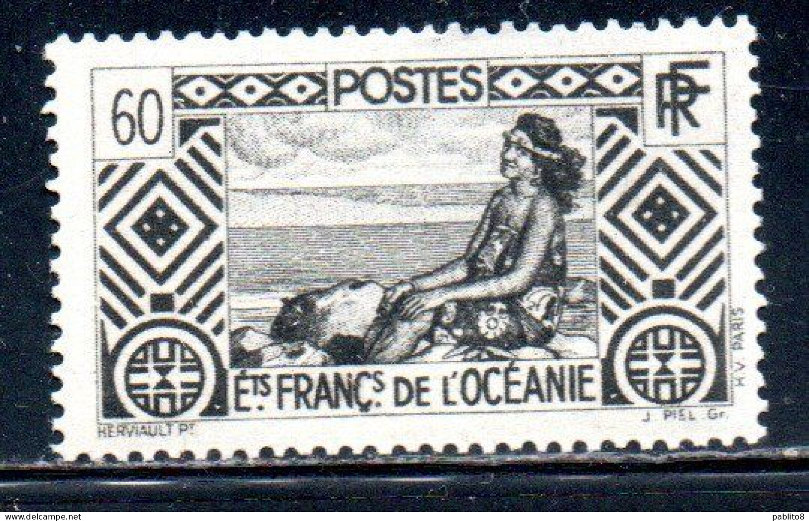 ETABLISSEMENTS DE L'OCEANIE FRENCH OCEANIA 1934 1940 1939 TAHITIAN GIRL 60fr MNH - Neufs