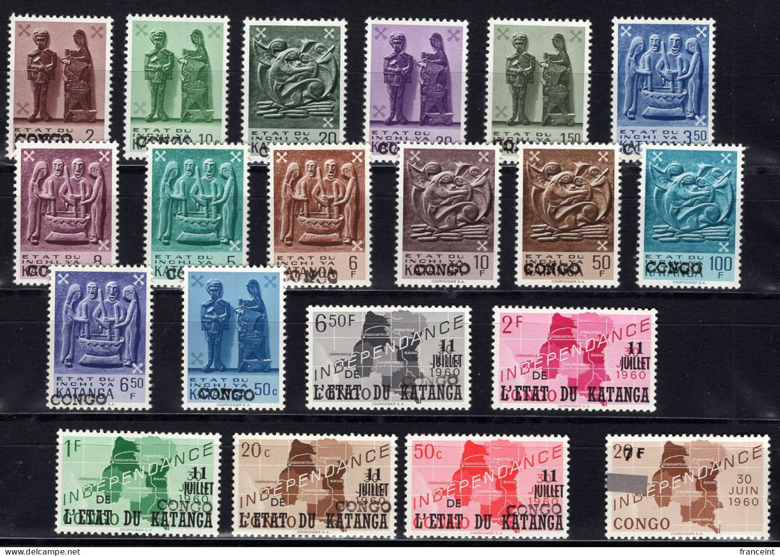 Katanga - Set Of 19 Overprinted CONGO. A Very Usunsual Set! - Katanga