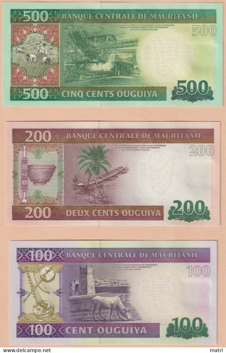 Mauritania Set Of 3 Banknotes: 100,200,500 Ouguiya 2013-2015 P-16, P-17, P-18 UNC - Mauritanië