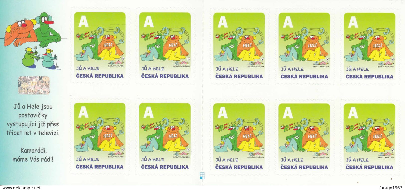2014 Czech Republic Ju + Hele Cartoons Comics Television HOLOGRAM Complete Booklet  MNH @ BELOW FACE VALUE - Unused Stamps
