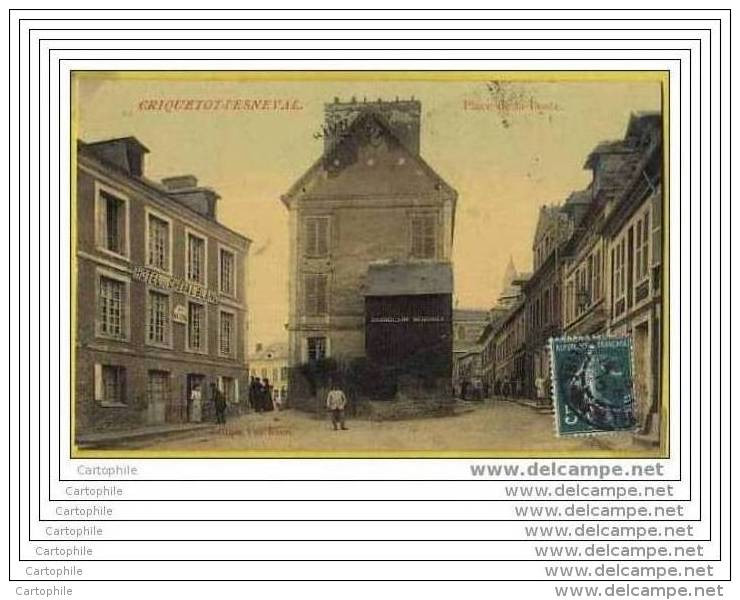 76 - CRIQUETOT L ESNEVAL - Place De La Poste (belle Carte Glacee Couleur Avec Hotel Du Cheval Blanc) - Criquetot L'Esneval