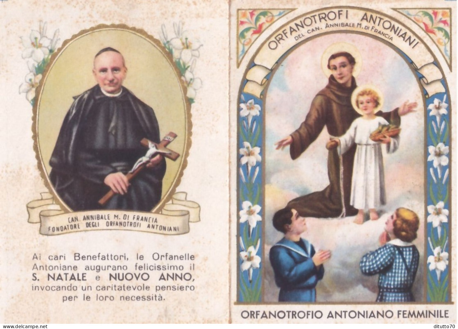 Calendarietto - Orfanotrofio Antoniano Femminile - Taormina - Messina - Anno 1943 - Petit Format : 1941-60