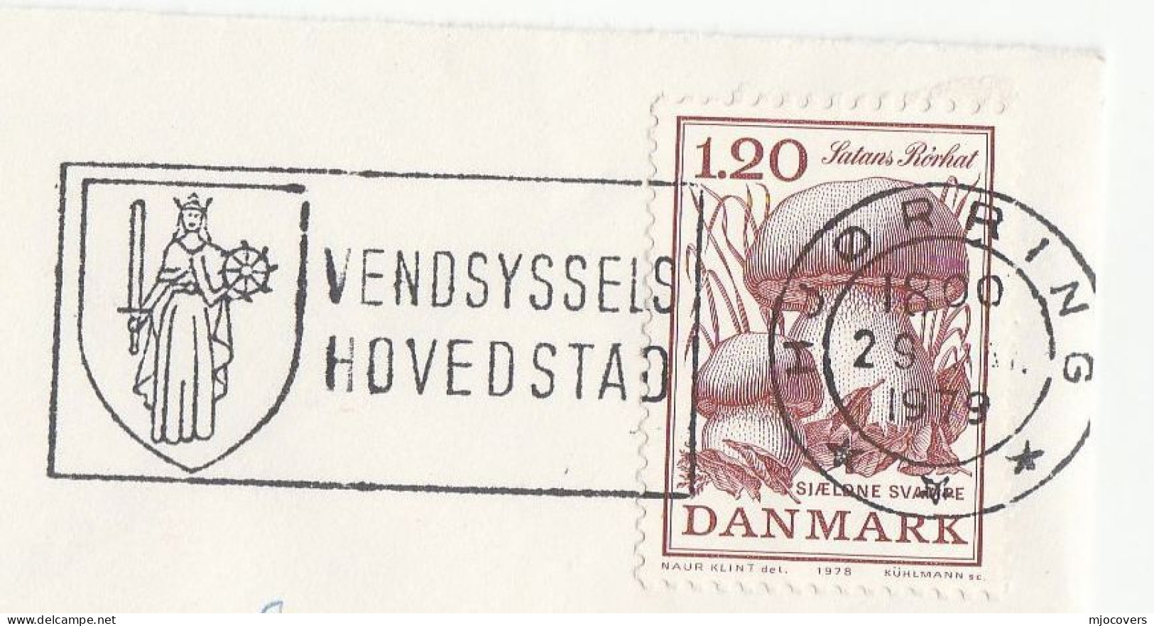 1979 Cover WOMEN SWORD MEDIEVAL COSTUME Hjorring CAPITAL OF VENDYSSEL Slogan DENMARK Mushrrom Fungi  Stamps - Storia Postale