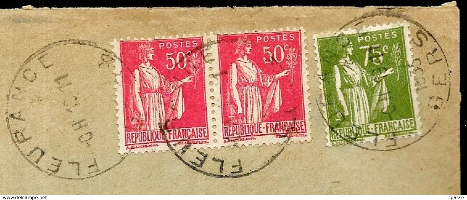 1935 Lettre Recommandée (32) FLEURANCE Gers, En-tête B. POUYDEBAT Avec Type Paix YT 283 (paire) + 284A Cachet Horoplan - 1932-39 Paix