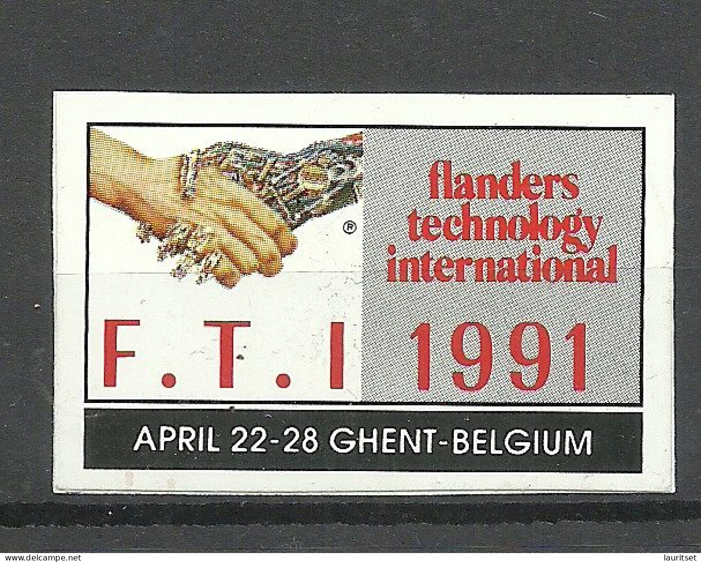 BELGIUM Belgique 1991 Flanders Technology International Ghent Foire Messe Advertising Stamp Vignette/sticker, Used - Usados