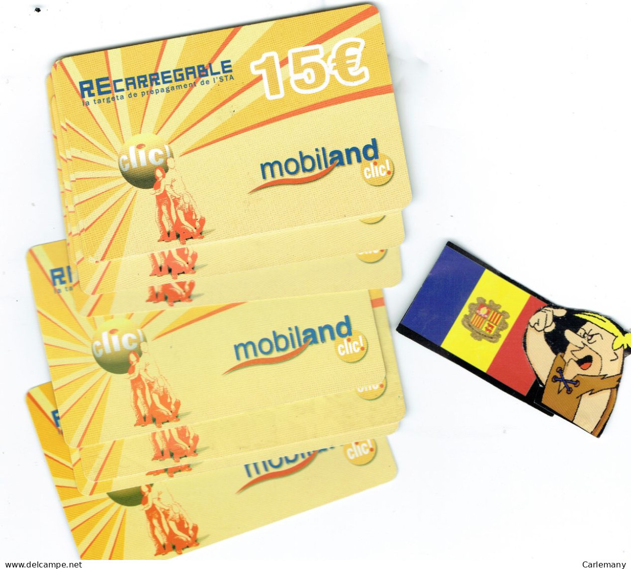 Telecarte Andorra Mobiland Recargable 15 €  Usada 19,09,2008 - Andorre