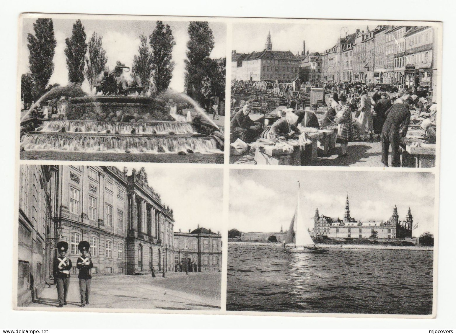 1954 DENMARK Postcard Sailing Soldier Fountain Copenhagen Stamps Cover - Covers & Documents