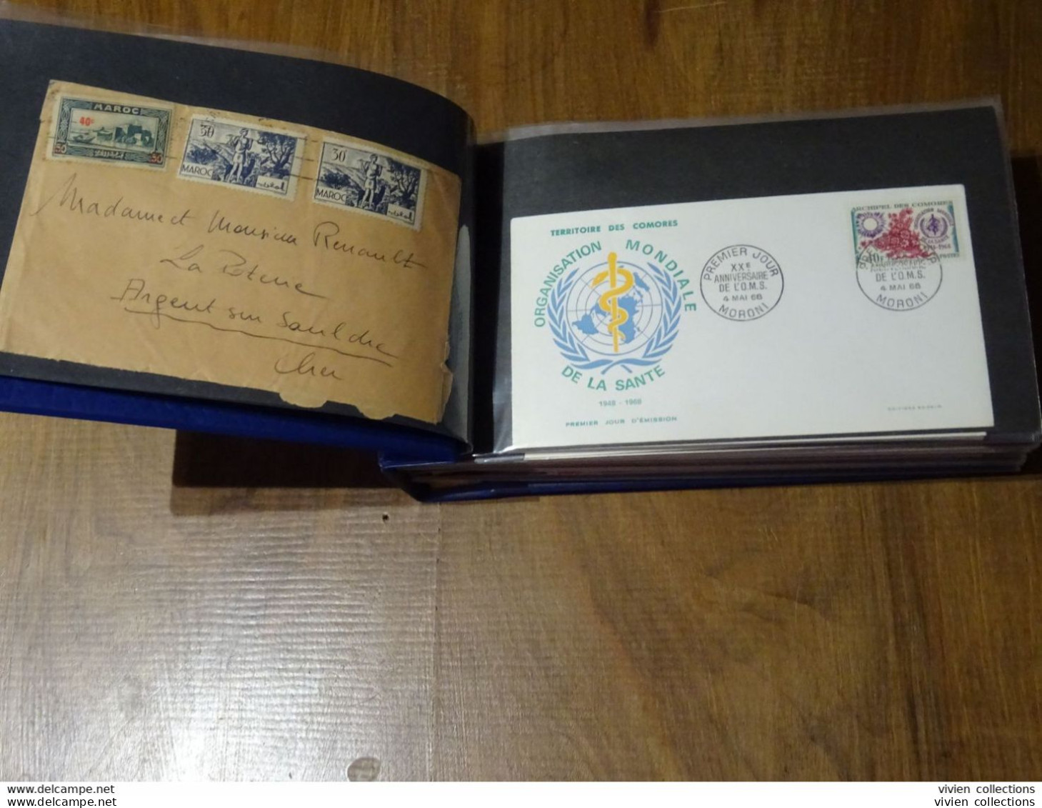 Comores Polynésie Française Album Lettres Principalement 1er Jours Dont Intéressantes Et Quelques Timbres Divers En Vrac - Colecciones