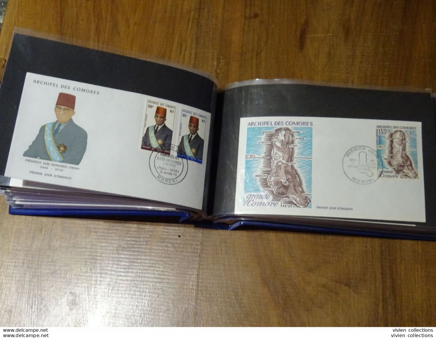 Comores Polynésie Française album lettres principalement 1er jours dont intéressantes et quelques timbres divers en vrac