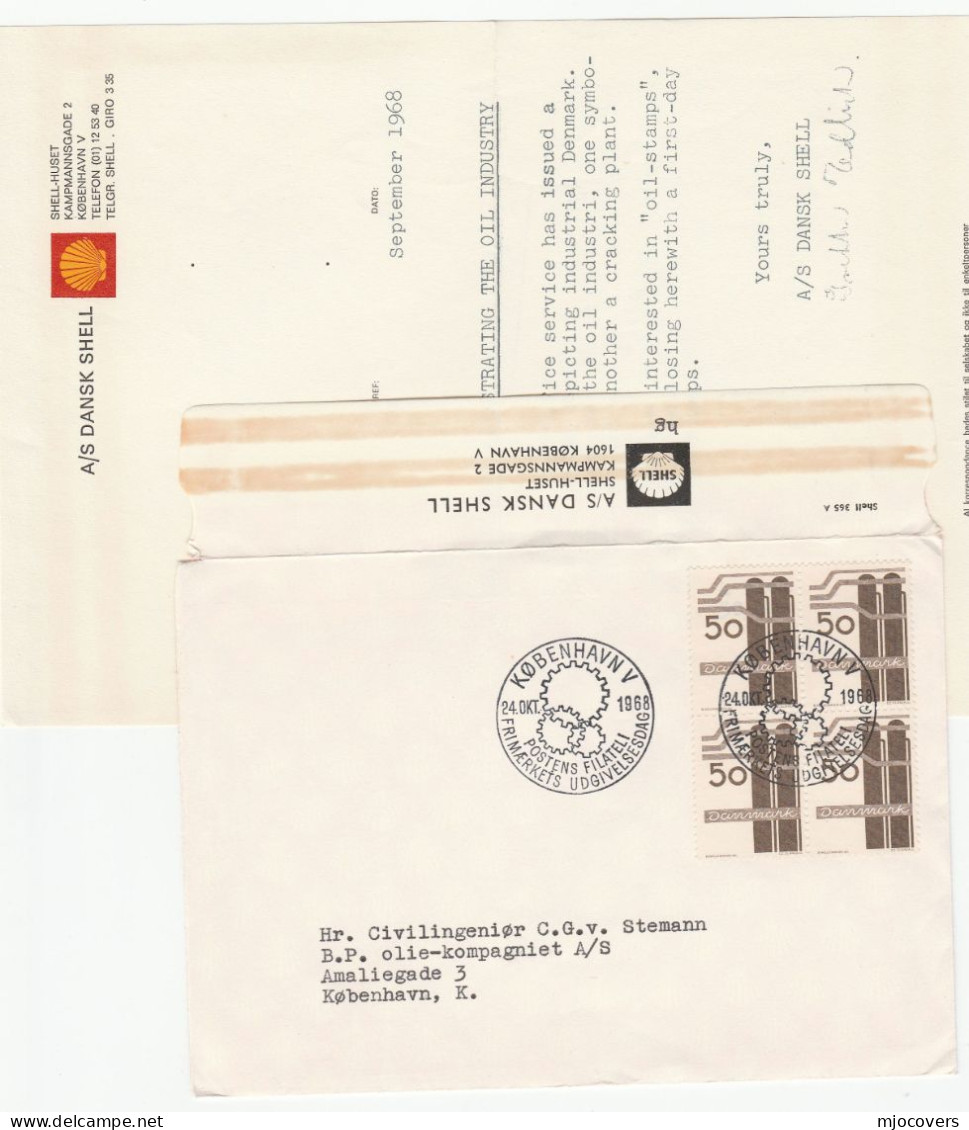 SHELL OIL To BP OIL 1968 Denmark Cover With LETTER Energy Petrochemicals Fdc Stamps - Petróleo