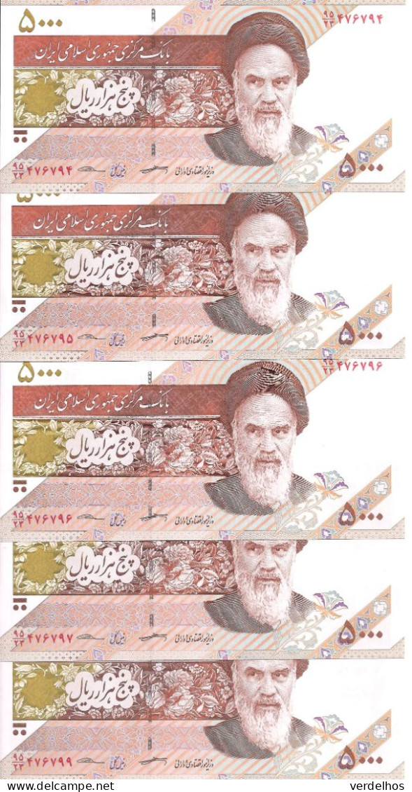 IRAN 5000 RIALS ND2017 UNC P 152 C ( 5 Billets ) - Iran