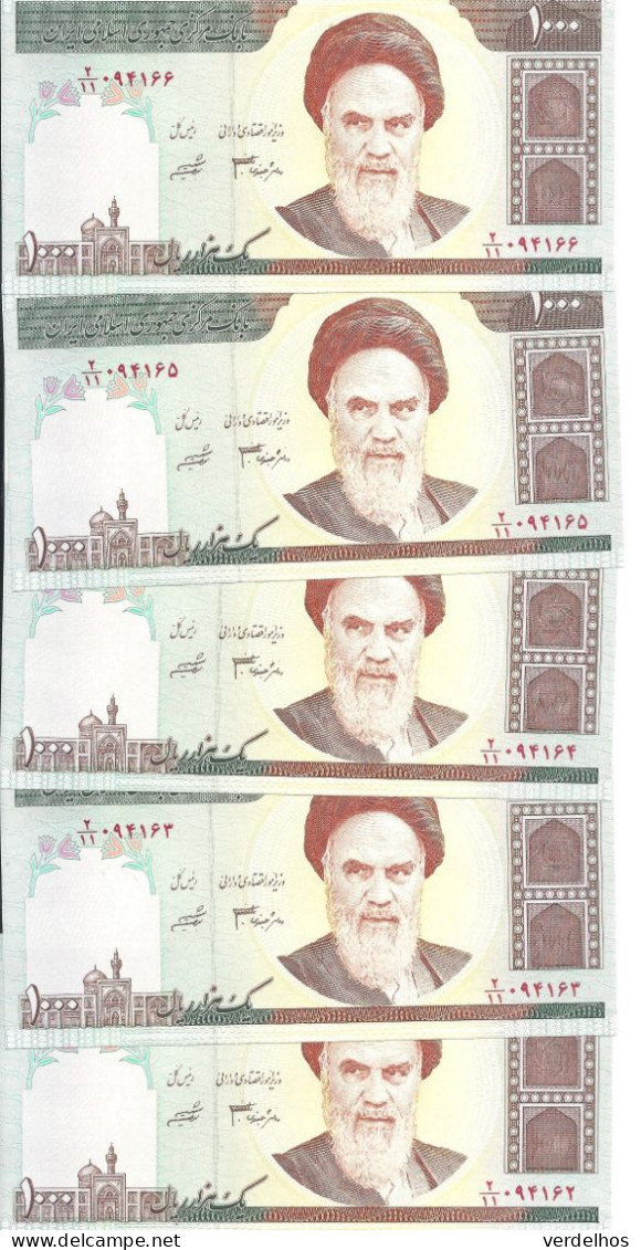 IRAN 1000 RIELS ND2008 UNC P 143 Sign33 ( 5 Billets ) - Iran