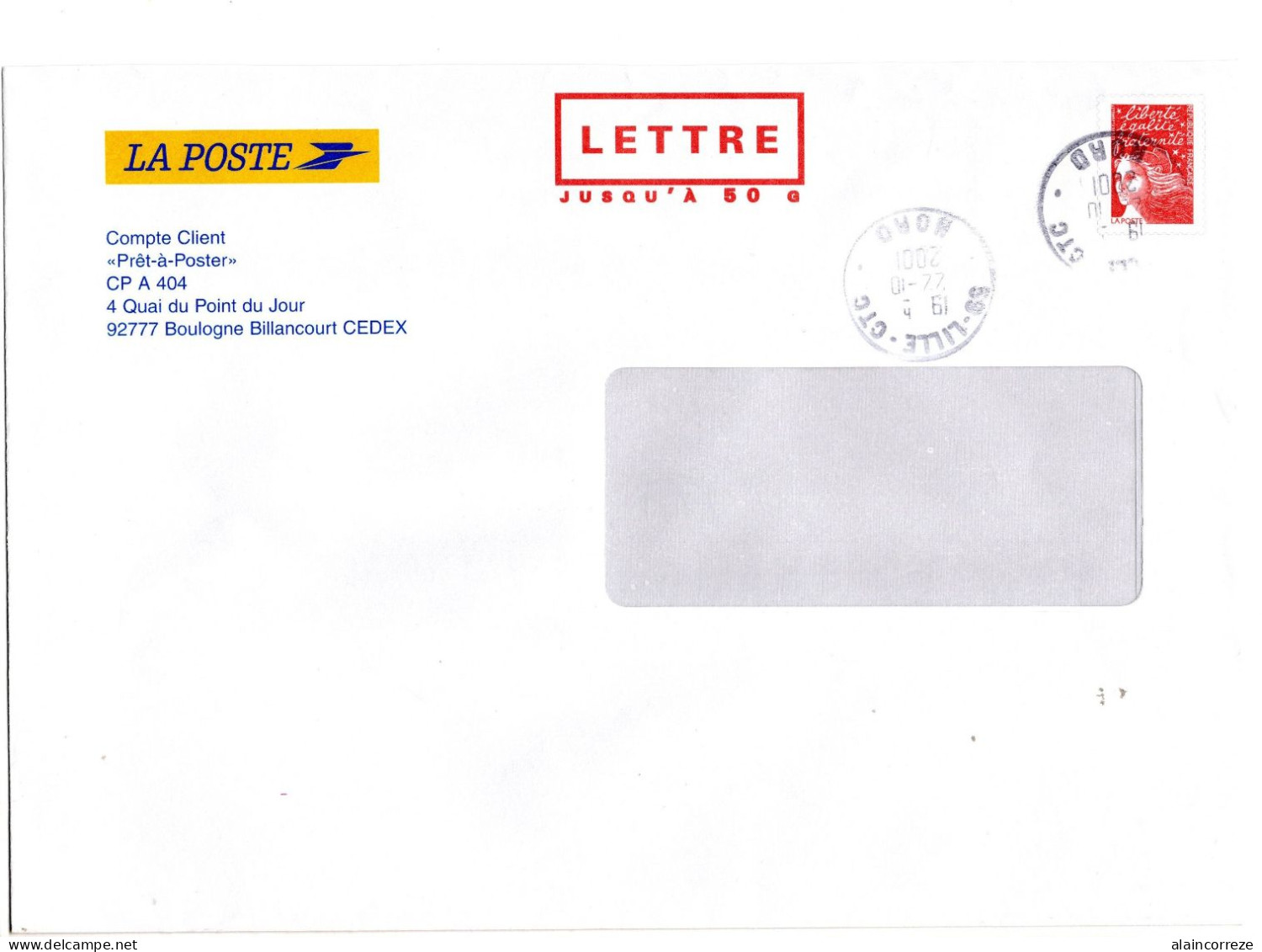 Entier Postal 50g Du Service Commercial De La Poste Hors Commerce Hauts De Seine Boulogne Billancourt Nord Lille CTC - Pseudo-entiers Officiels