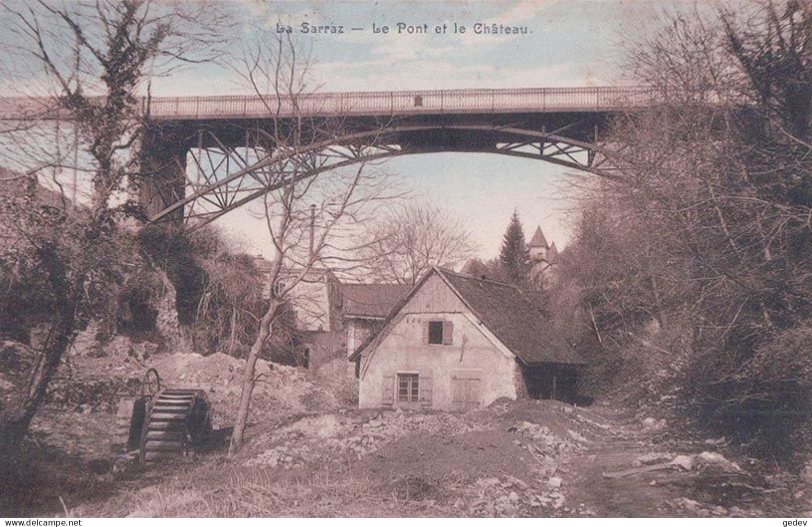 La Sarraz VD, Le Pont, Manufacture Cuirs Huguenin, Roue à Aubes Moulin ? (5.9.1913) - La Sarraz