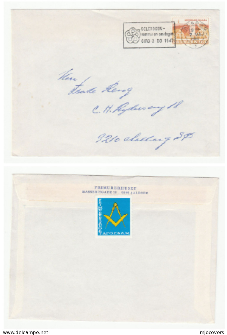 Aalborg FREEMASONRY Cover DENMARK Freemason LABEL SEAL With SCLEROSIS Slogan SNAKE Medicine Health Stamps 1981 - Freemasonry