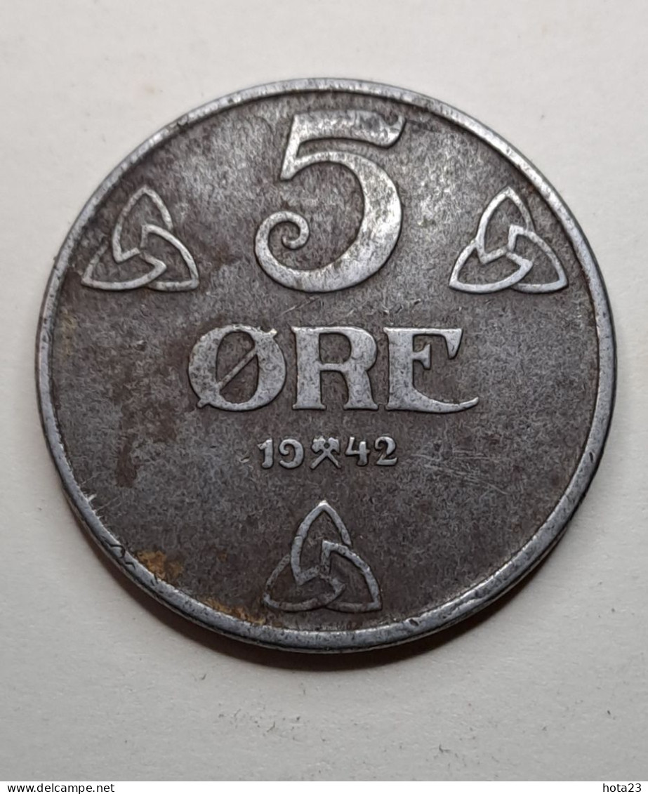 1942 NORWAY 5 ORE - Excellent Collectible Coin 159  (!) - Norway