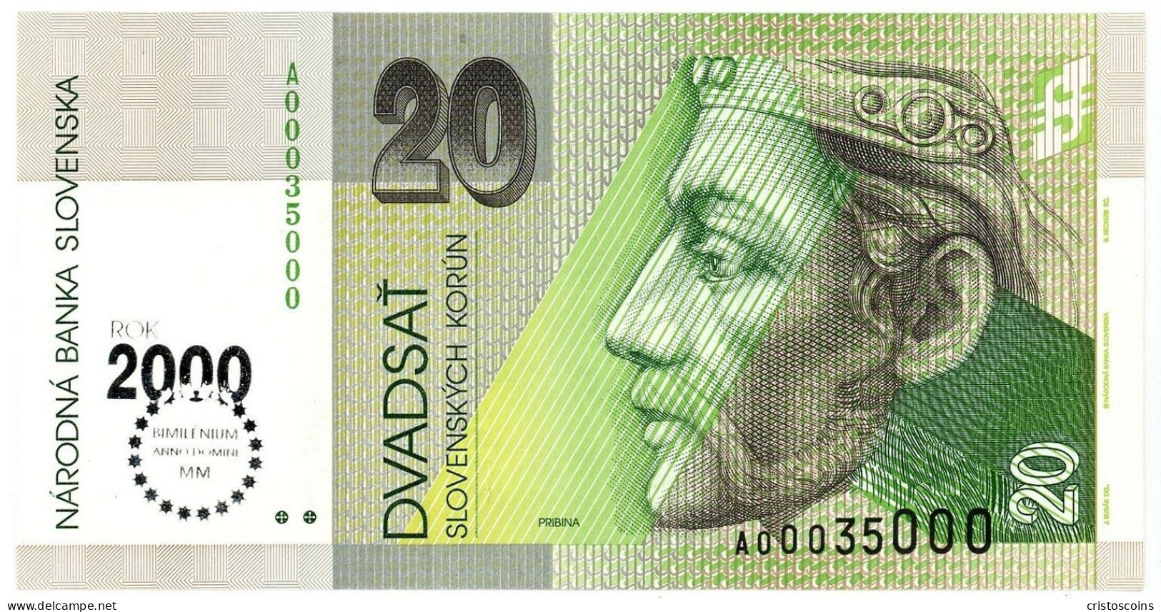 Slovacchia 20 Corone 2000 Emissione Commemorativa Issue UNC P-34 (B/74 - Slovakia