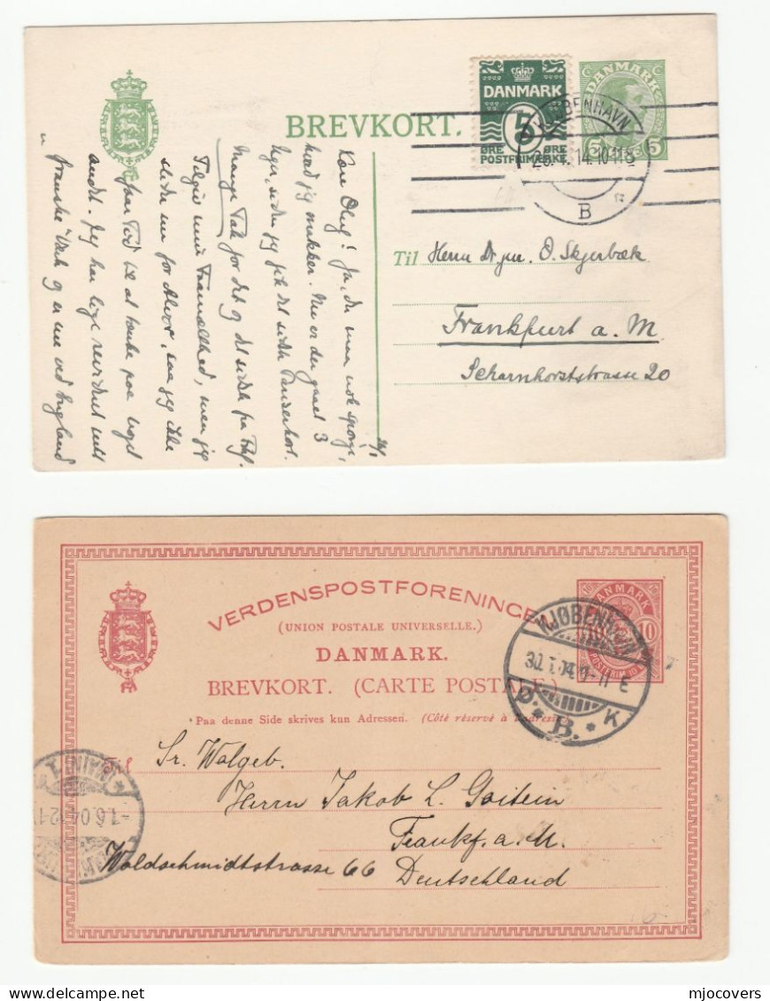 1904 - 1911 Denmark To Frankfurt Germany POSTAL STATIONERY CARDS Cover Card Stamps - Cartas & Documentos